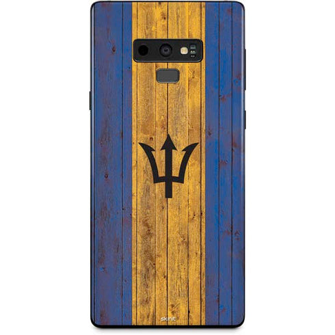 Barbados Flag Dark Wood Galaxy Note 9 Skin